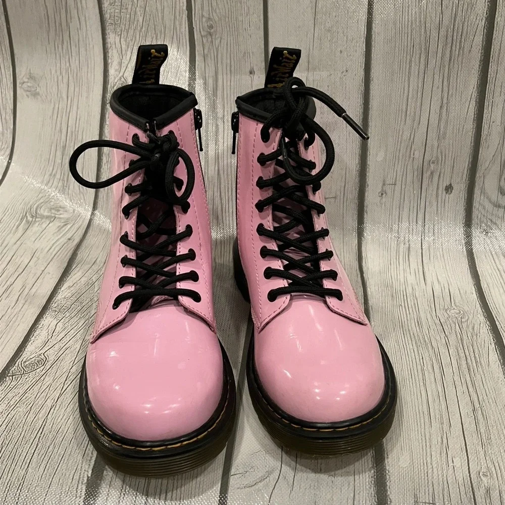 Dr Martens 1460 J Pink Patent Lace Up Boots Youth US 3 EU 34 Combat Shoes